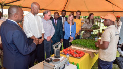 Canadian Minister for International Development, Ahmed Hussen (Second Left) during his visit to Kirinyaga County. PHOTO/COURTESY
